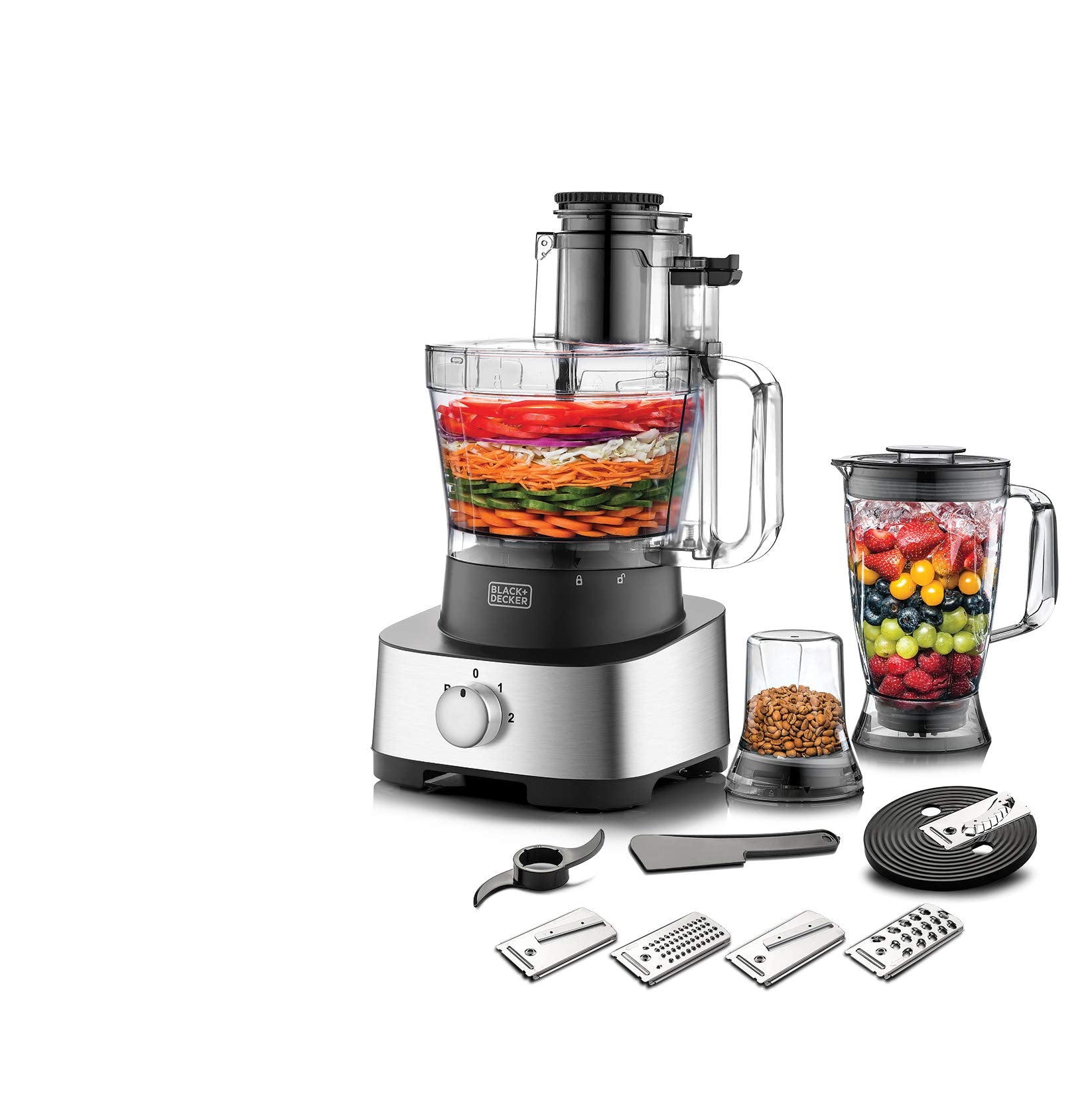 BLACK+DECKER 880W 1.5L 4in1 Food Processor, Blender Jar And Grinder Chopper Shredder Plus 31 Extra Functions, For Easy Meal Preparations BLACK+DECKER 880W 1.5L 4in1 Food Processor, Blender Jar And Grinder Chopper Shredder Plus 31 Extra Functions, For Easy Meal Preparations